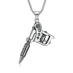 Vintage Stainless Steel Tattoo Machine Tool Pendant Necklace For Men Women Punk Hip Hop Tattoo Artist Gifts Jewelry