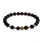Black CZ Pave Ball Beaded Bracelet for Men — Adjustable Weave