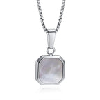 Natural Stone Geometric Pendant — Stainless