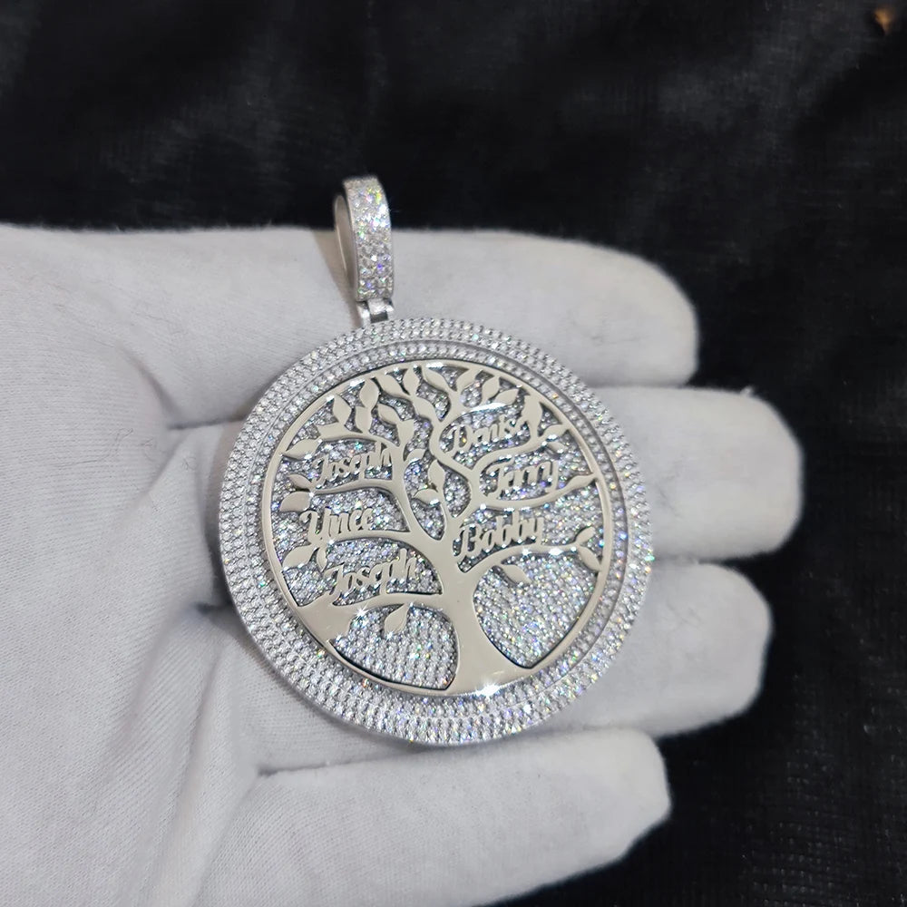 925 Silver VVS Moissanite Family Tree Pendant