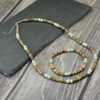 Coconut Wood Necklace Bracelet Set — Stainless Steel