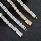Gold Tennis Bracelet Iced Out 7MM Cluster