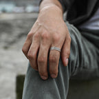 Vnox 5.7mm Woven Textured Open Ring for Men Boys, Adjustable Simple Metal Finger Band, Vintage Male Jewelry