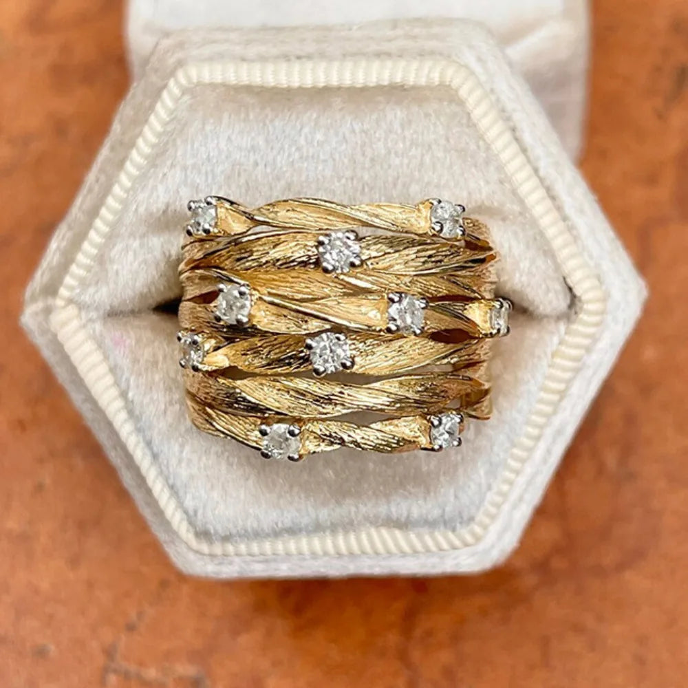 Entwined Vines Multi-Layer Wide Ring for Women — Stainless Steel
