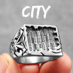 City Carving Ring Stainless Steel Minimal