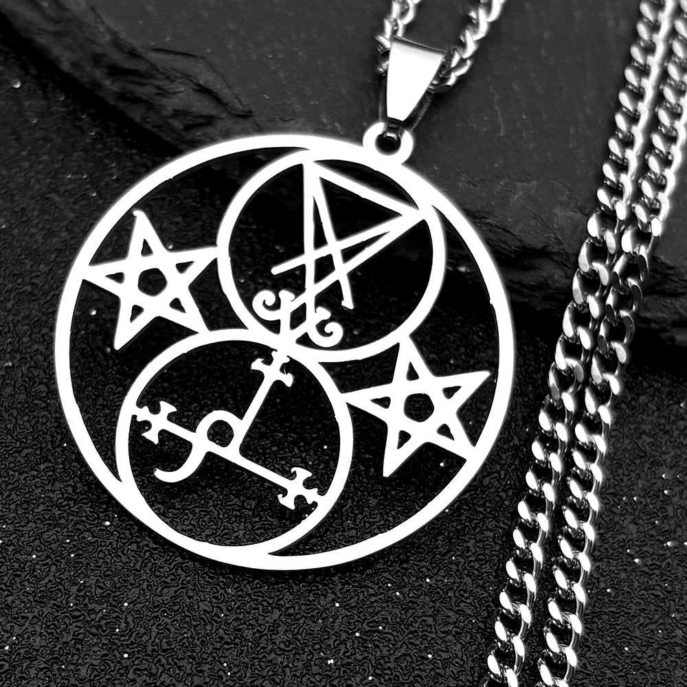 Lilith Sigil of Lucifer Pentagram Necklace — Stainless Steel