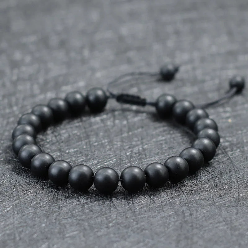 8mm Natural Stone Bracelet For Men Handmade Weaven Thread Braclet Boyfriend Gift Tibetan Buddhist Rosary Beads Braslet