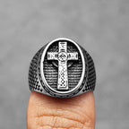Cross Amulet Ring — Stainless Steel