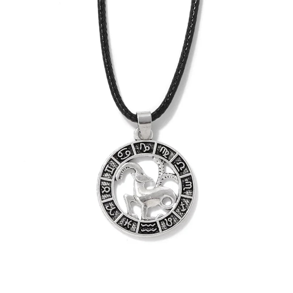 12 Horoscope Pendant Necklace For Women Men Silver Color Aries Leo 12 Constellations Zodiac Sign Necklaces Choker