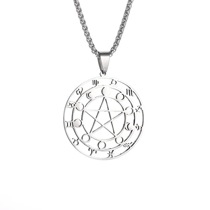 Exquisite and Creative Hip Hop Pentagram Pendant Necklace for Men Simple Punk Texture Necklace Jewelry Sweater Chain