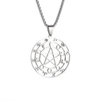 Exquisite and Creative Hip Hop Pentagram Pendant Necklace for Men Simple Punk Texture Necklace Jewelry Sweater Chain