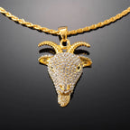 Hollow Goat Animal Pendant Necklace — Two-Tone, Silver & Gold
