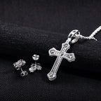 Iced Out Cross Necklace Set — 925 Silver