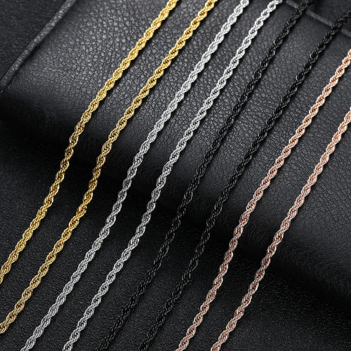 3MM Twisted Rope Chain Necklace — Steel