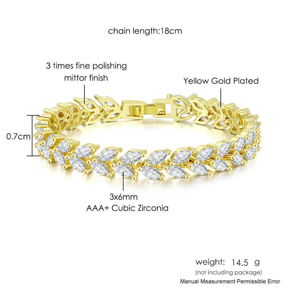 Silver Iced Out Leaf Bracelet Zirconia