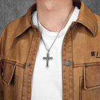 Cross Virgin Mary Pendant Necklace Stainless Steel
