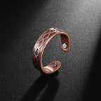 Flower Shape Magnetic Ring Copper Adjustable Open Cuff Ring Men and Women Magnet Healthy Energy Ring for Arthritis Pain Relief
