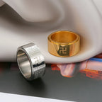 Stainless Steel Heart Spinner Ring Buddhism