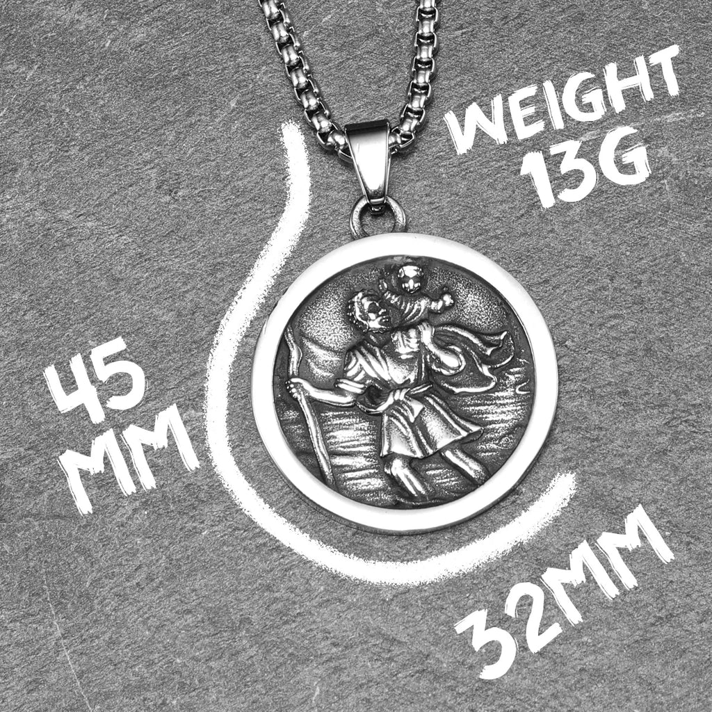 St. Christopher Pendant Necklace — Stainless Steel