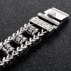 Religious Man Bracelet Stainless Steel 22MM Width Buddhist Scriptures Link Men's Bracelets Leather Wristband On Hand