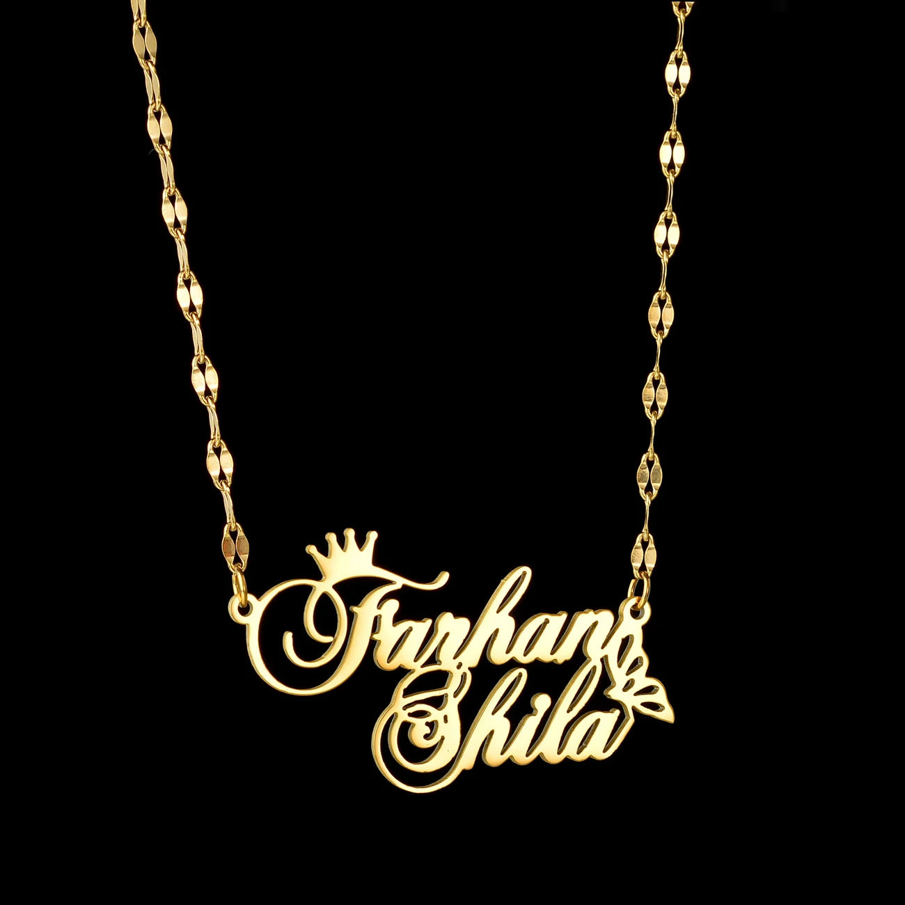 Custom Crown Heart Pendant Necklace — Stainless Steel