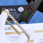 Fine 5mm Bling VVS1 Moissanite Tennis Necklace Iced out Brass Fashionable Hip Hop Style Men Women Bracelet With GRA Certificate