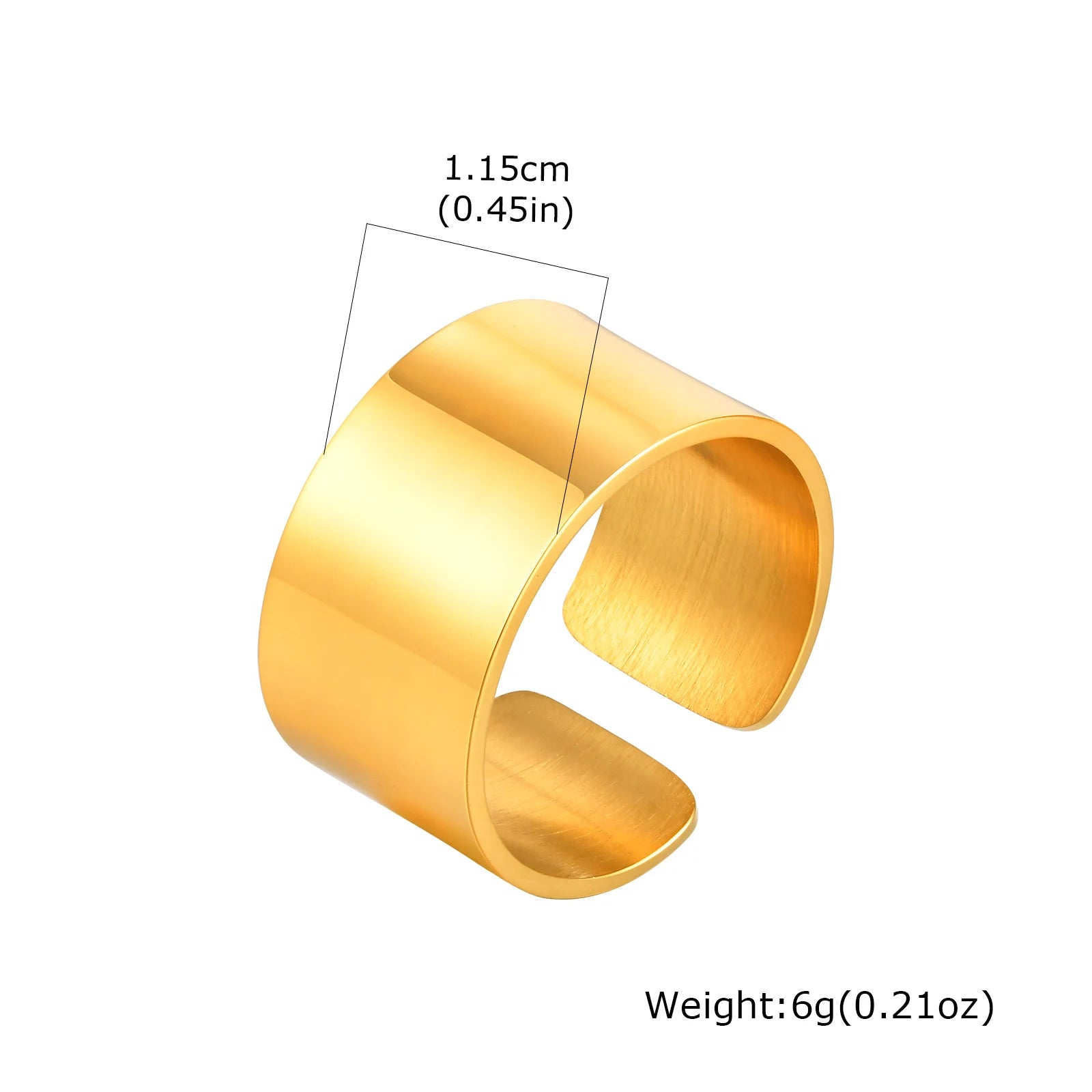 Punk Bend Ring for Men Boys,High Polished Stainless Steel Adjustable Ring,6/8/11.5mm Width Simple Ring for Husband Son