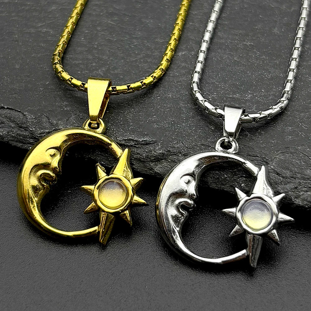 Moon Two-Tone Pendant Sun Goddess Opal Stone Spiritual