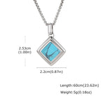 Stylish Natual Stone Necklace for Men,Stainless Steel Geometric Pendant Necklace,New Trend Jewelry Gift