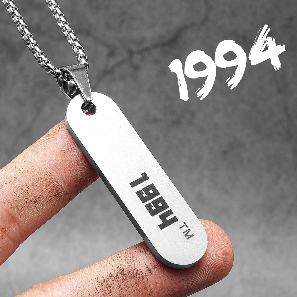 Year of Birth Tags Men Necklace With Pendant Stainless Steel Jewelry for Fashion Women Punk HipHop Accessories Gifts