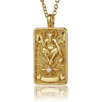 22 Style Classic Tarot Card Pendant Necklace Double Sided Zircon Tarot Necklace Major Arcana Empress Sun Star Sign