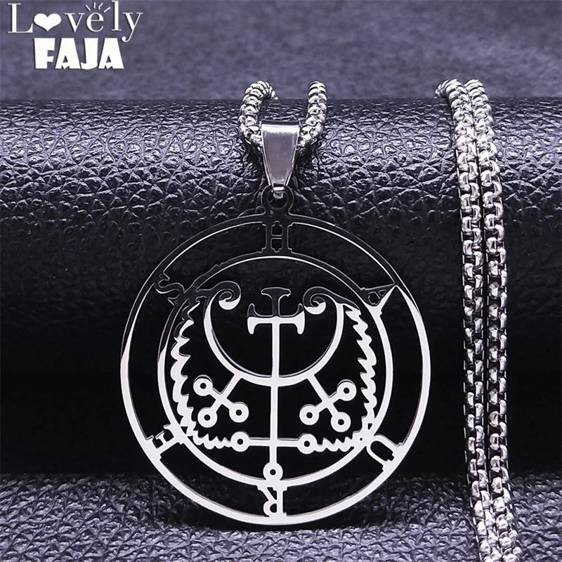 Satan Seal Silver Chain Necklace — Stainless Steel