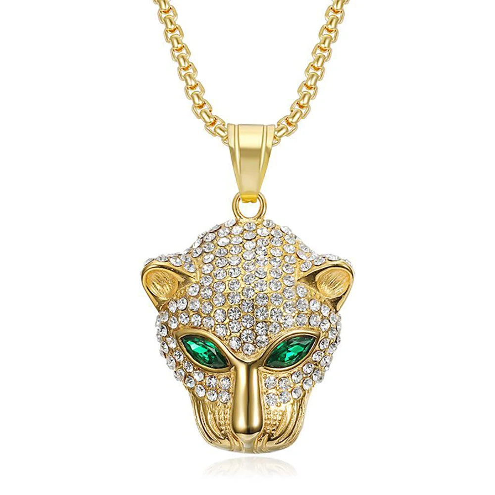 Vintage Leopard Head Pendant Necklace — Stainless Steel