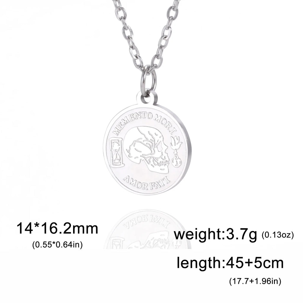 Memento Mori Amor Fati Skeleton Necklace — Stainless Steel