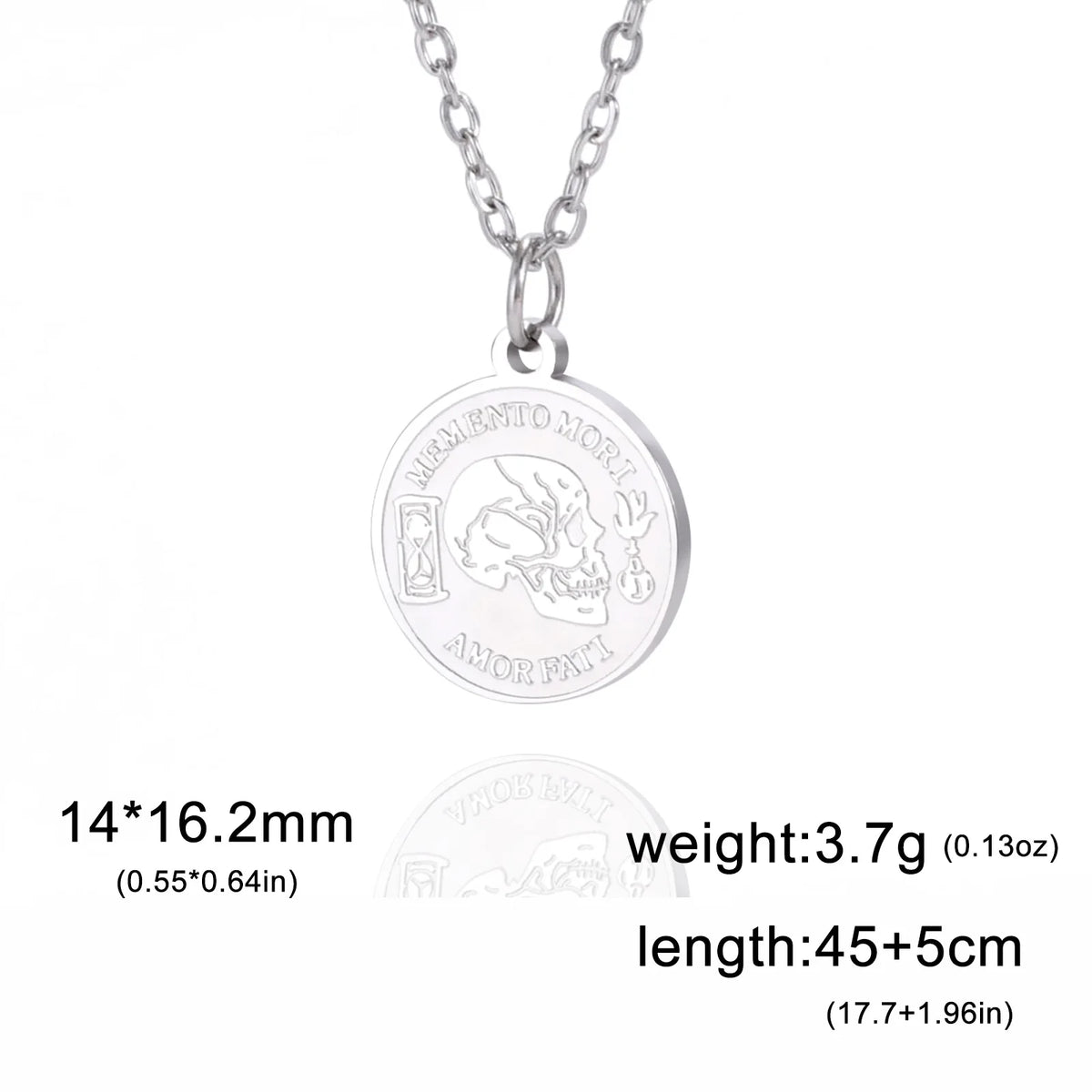 “Memento Mori-Amor Fati”Necklace Fashion Goth Punk Skeleton Stainless Steel Engraving Pendant Necklace Jewelry Christmas Gifts