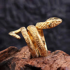 Vintage Coiled Snake Wrap Ring — Stainless Steel