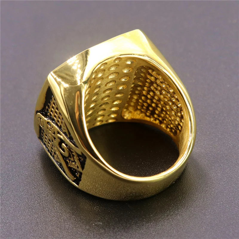 Copper electroplated gold hot-selling Viking ring Stainless SteelAGMasonic Angel Demon's Eye Ring
