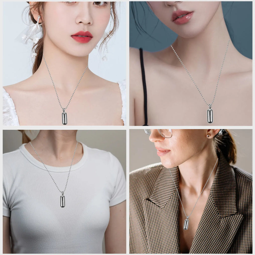 Capsules Pendant Necklace Strong Titanium Steel Openable Pill Case Necklace Gift for Men Women Long Chain Jewelry