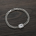 Iced Out Cuban Bracelet Stainless Steel Square Stone