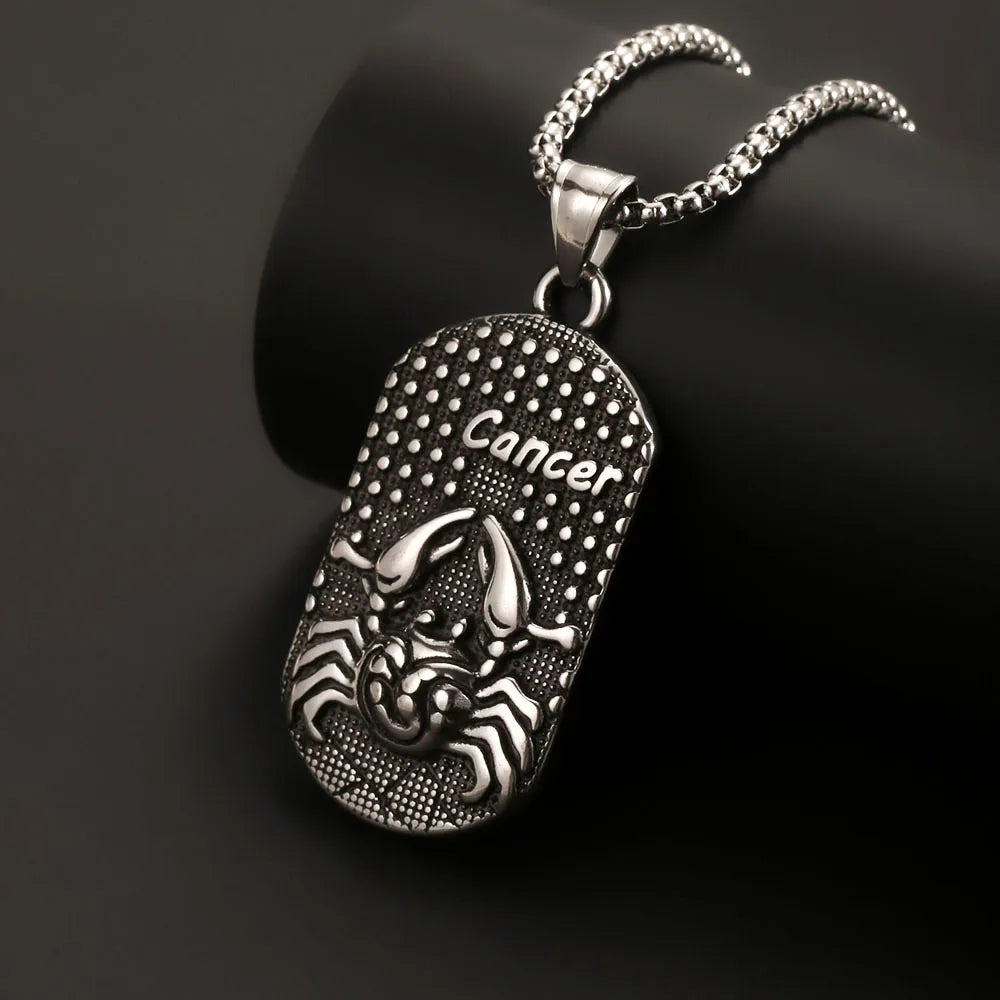 1PC Stainless Steel Scorpio Gemini 12 Zodiac Sign Necklace for Men  Leo Cancer Constellation Pendant Necklace Man Birthday Gift