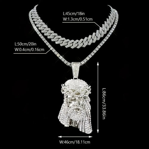 3D Jesus Pendant Necklace — Stainless Steel Chain