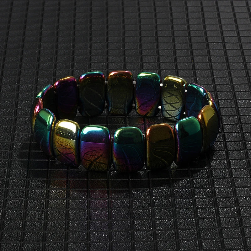 Hematite Therapy Stretch Bracelet — Mixed Metal