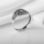 Wave Pattern Cross Ring — Stainless Steel