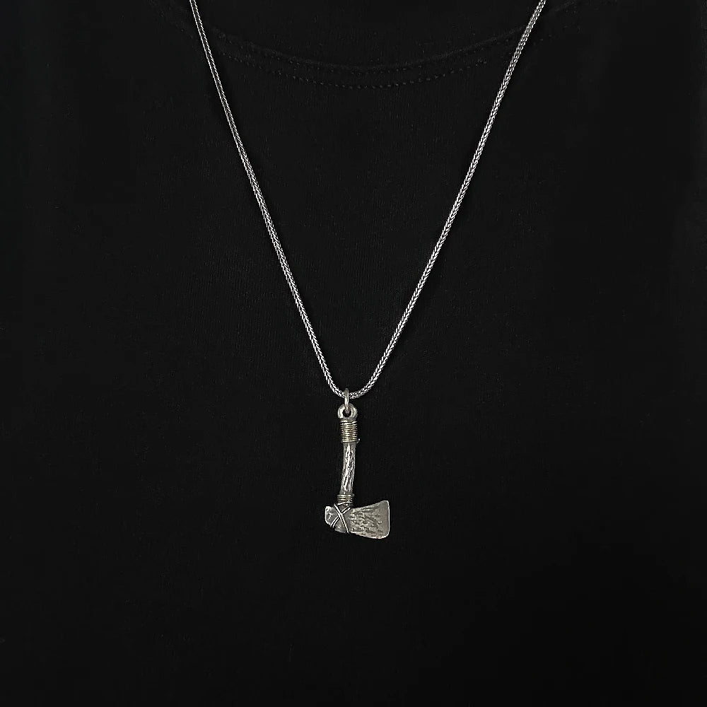 925 Sterling Silver Nordic Viking Axe Pendant Necklace Antiqued Retro Punk Celtic Trendy Male Boy Amulet Jewelry Gifts
