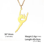 Unift Stainless Steel Sport Women Necklace Runner Rhythmic Gymnastics  Silhouette Pendant Fashion Birthday Jewelry Wholesale