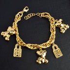 Diana Baby Link Chain Copper Gold Color Bear and Lock Bracelets for Women Wholesale Retail Fashion Jewelry Party