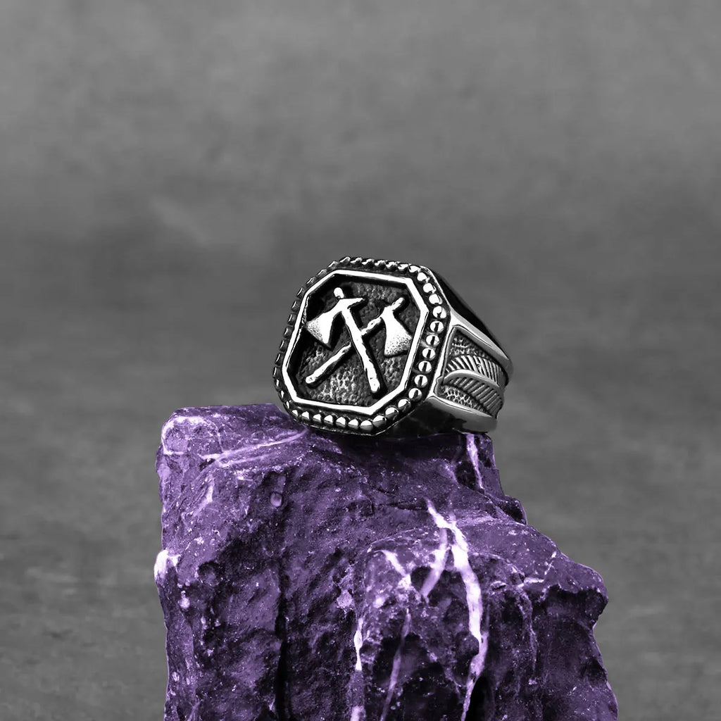 Viking Double Axe Slavic Amulet Ring — Stainless Steel