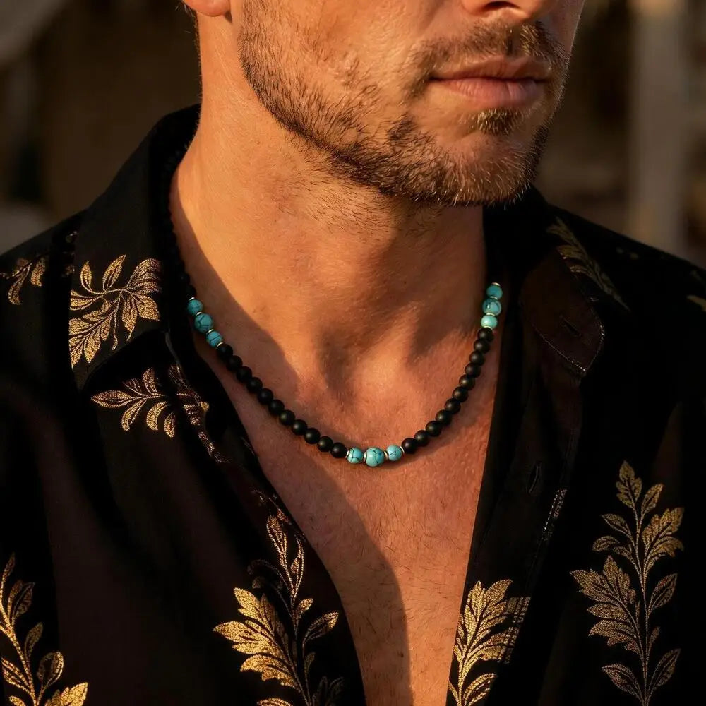 Turquoise Beaded Stone Collar Necklace