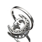 Cross Star Silver Ring Sterling Zircons Moon Finger