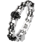 Men's Bike Skull Chain Bracelet Masculine Red Stainless Steel Skeleton Heads Link Bracelets Party Accessories for
